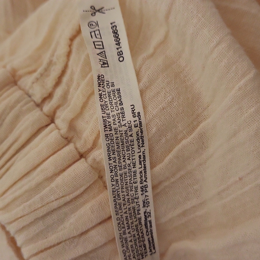 Free People Large Beige Wide-Leg Cargo Pants Boho Elastic Waist - Picture 12 of 13